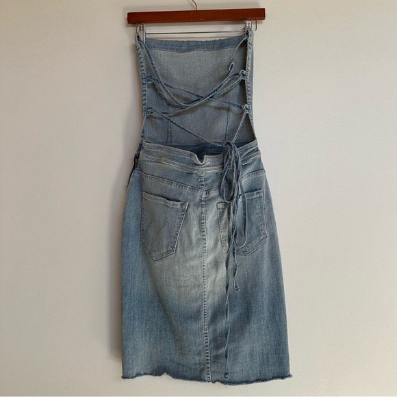 Mother Denim the Tie Back Knee Dress Fray in Tinge Size 26 - Picture 3 of 15
